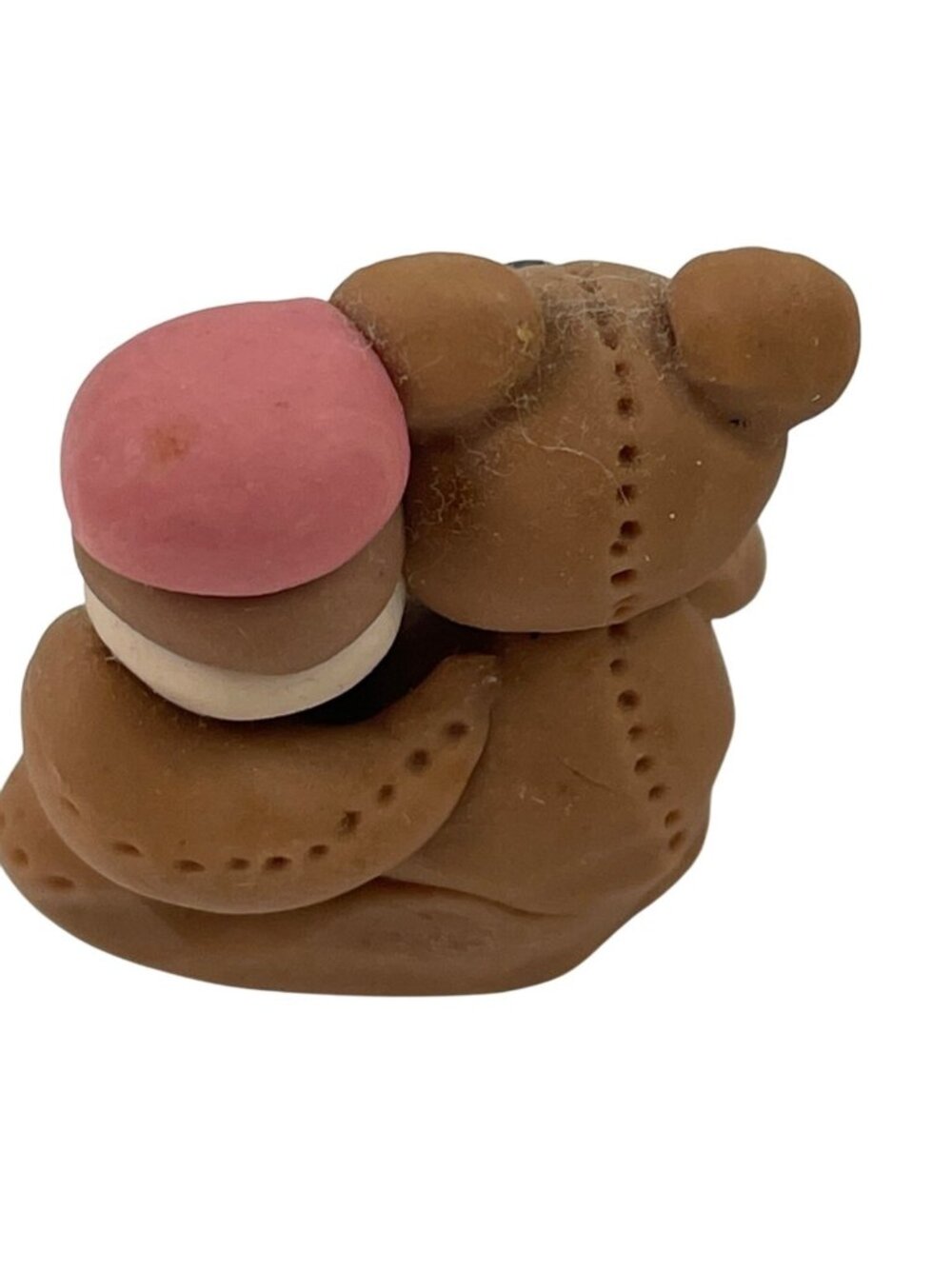Vintage Handmade Set of 3 Polymer Clay Brown Bear Miniature Figurines - Picture 6 of 12